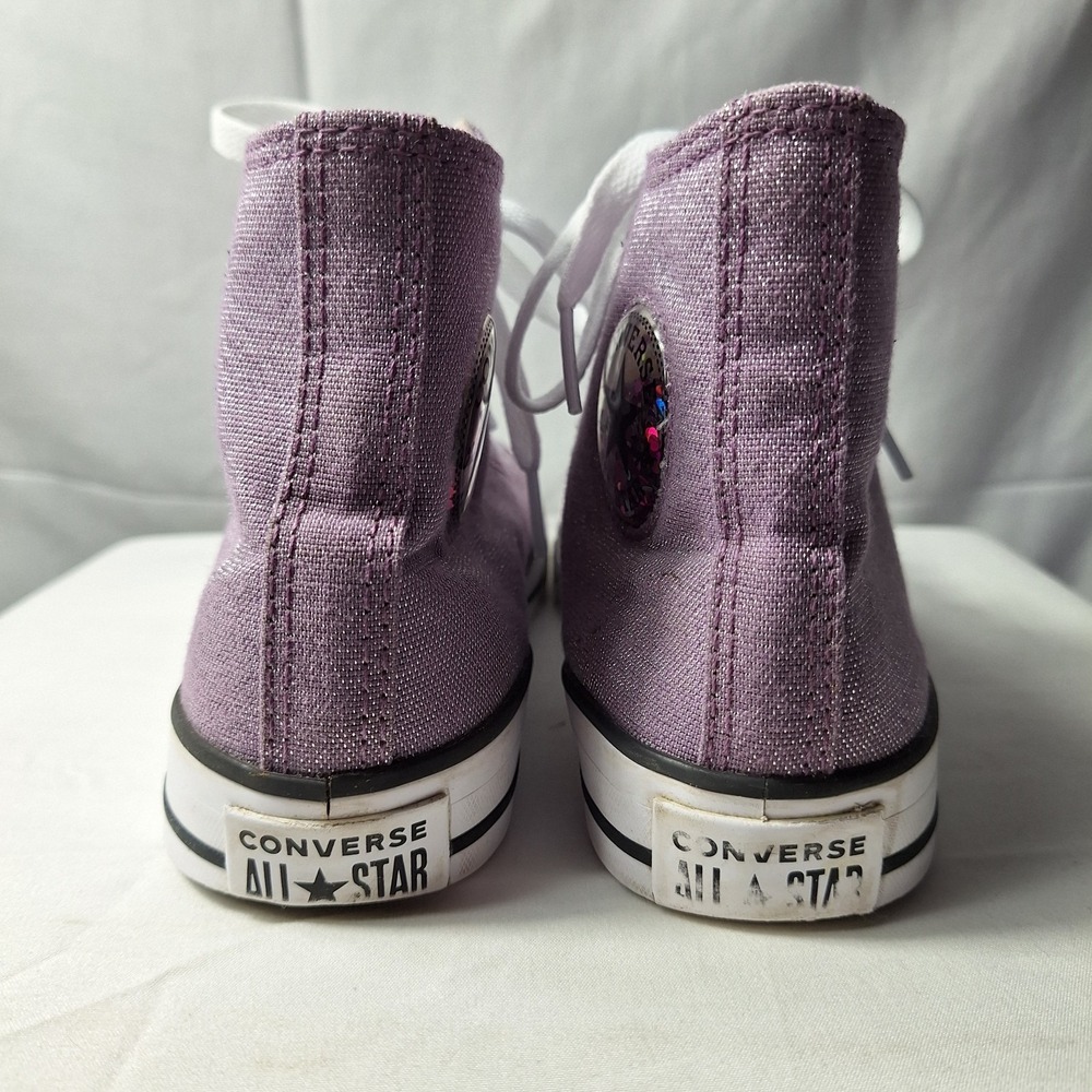 CONVERSE Chuck Taylor All Star Disco Glitter Hi-Top Sneaker Youth Sz 3 Purple - Picture 7 of 11
